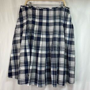 🪐 Script navy cotton plaid knife, pleat skirt